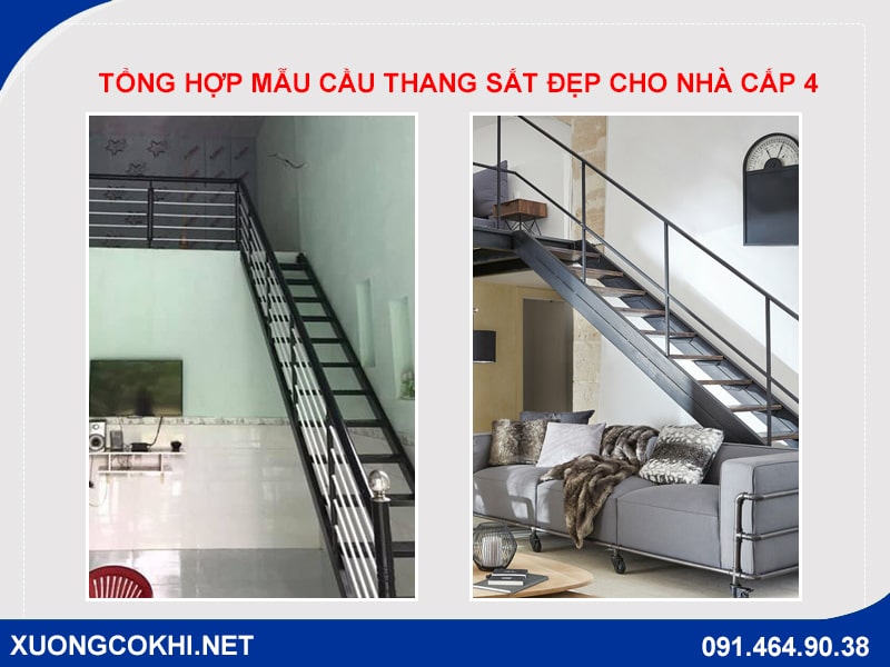 Báo giá cầu thang sắt cho nhà cấp 4 rẻ nhất Hà Nội