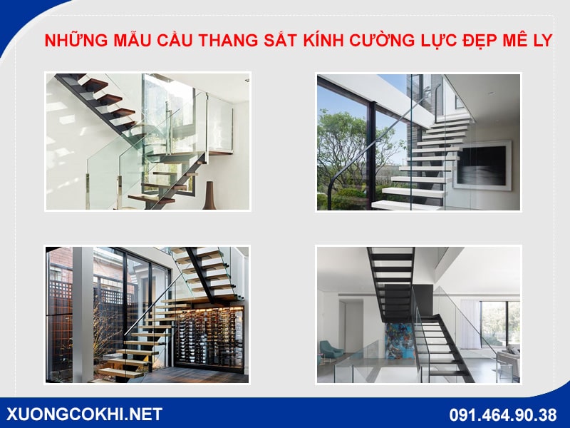 Những mẫu cầu thang sắt kính cường lực đẹp mê ly