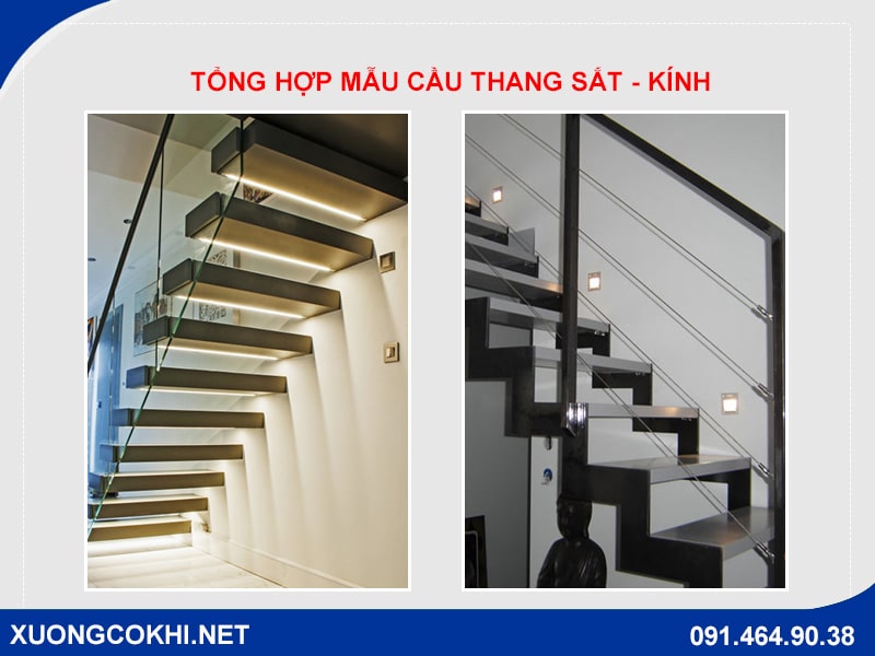 Những mẫu cầu thang sắt kính cường lực đẹp mê ly