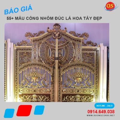 Thi công & báo giá 25+ mẫu cổng nhôm đúc hoa lá tây đẹp