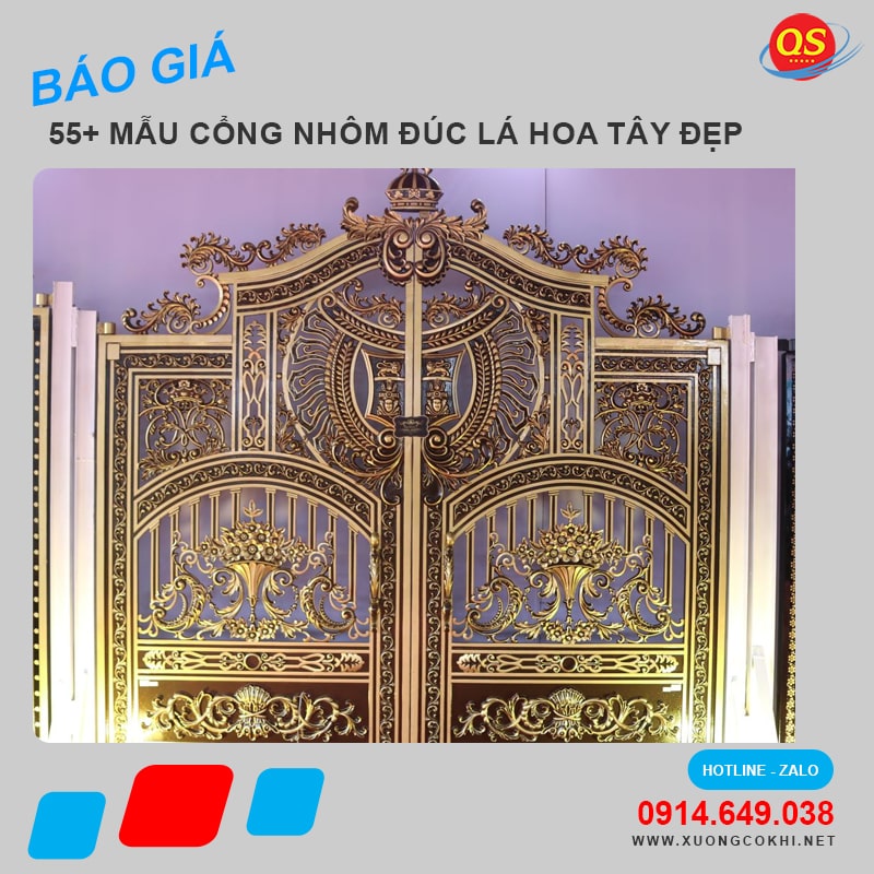 Thi công & báo giá 25+ mẫu cổng nhôm đúc hoa lá tây đẹp