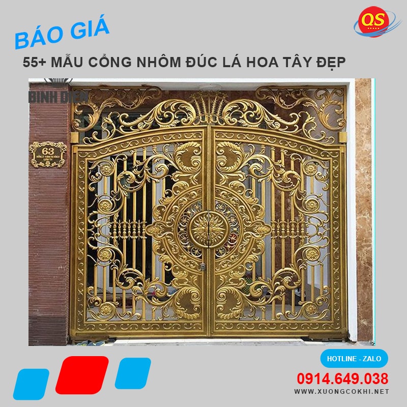 Thi công & báo giá 25+ mẫu cổng nhôm đúc hoa lá tây đẹp