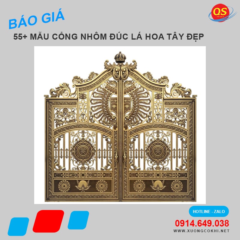 Thi công & báo giá 25+ mẫu cổng nhôm đúc hoa lá tây đẹp