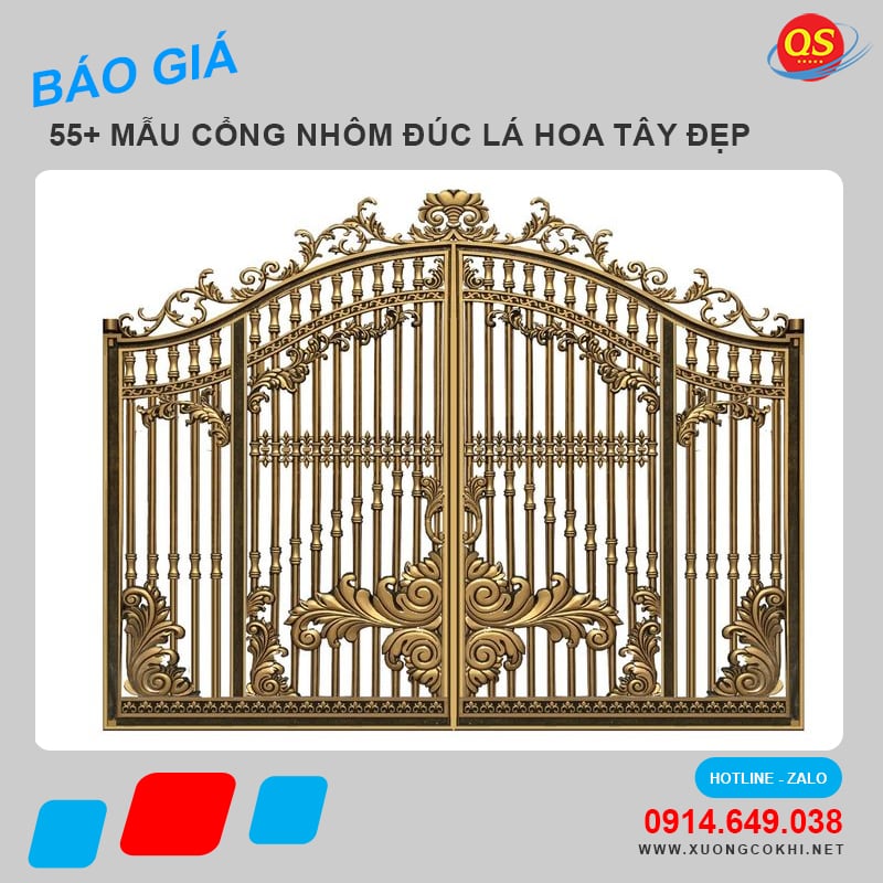 Thi công & báo giá 25+ mẫu cổng nhôm đúc hoa lá tây đẹp