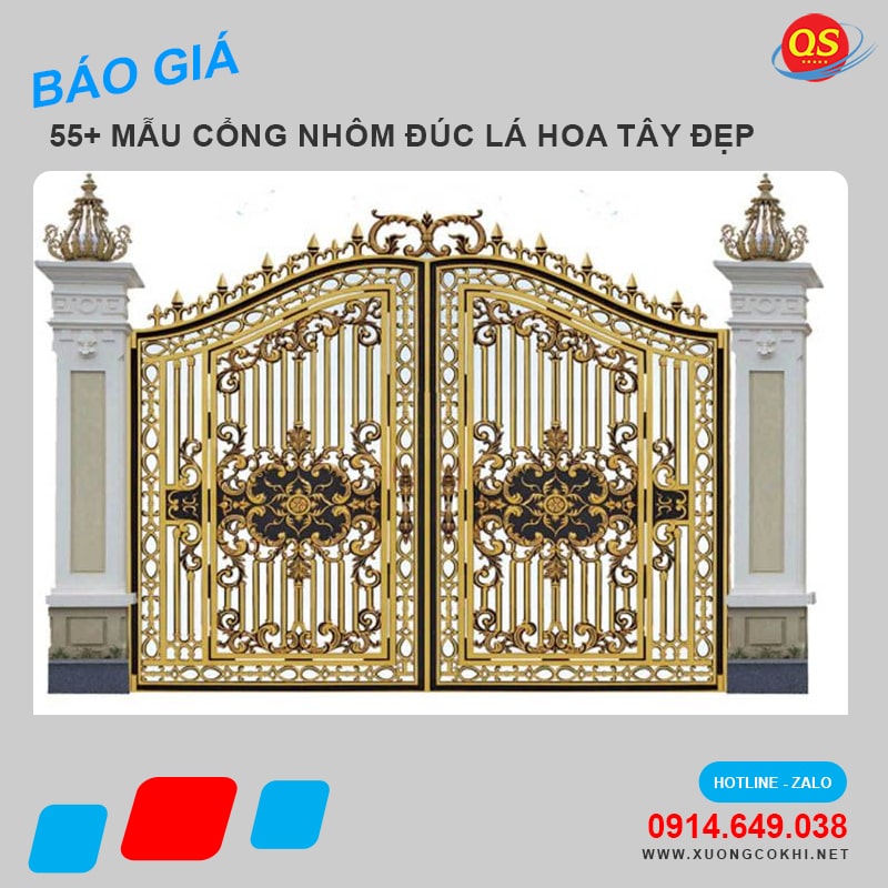 Thi công & báo giá 25+ mẫu cổng nhôm đúc hoa lá tây đẹp