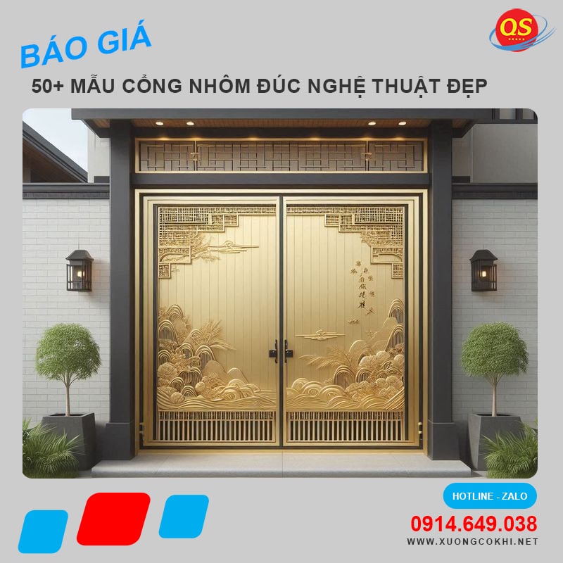 Báo giá, thi công 88+ mẫu cổng nhôm đúc nghệ thuật đẹp nhất