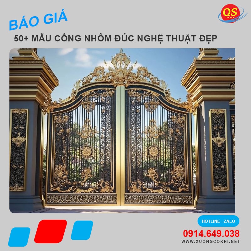 Báo giá, thi công 88+ mẫu cổng nhôm đúc nghệ thuật đẹp nhất