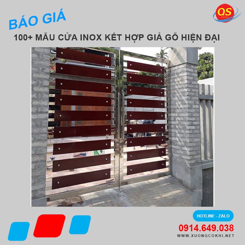 Tổng hợp và báo giá mẫu cửa inox giả gỗ đẹp, hiện đại
