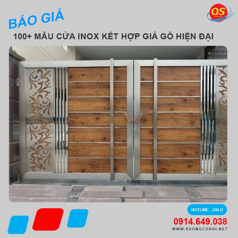 Tổng hợp và báo giá mẫu cửa inox giả gỗ đẹp, hiện đại
