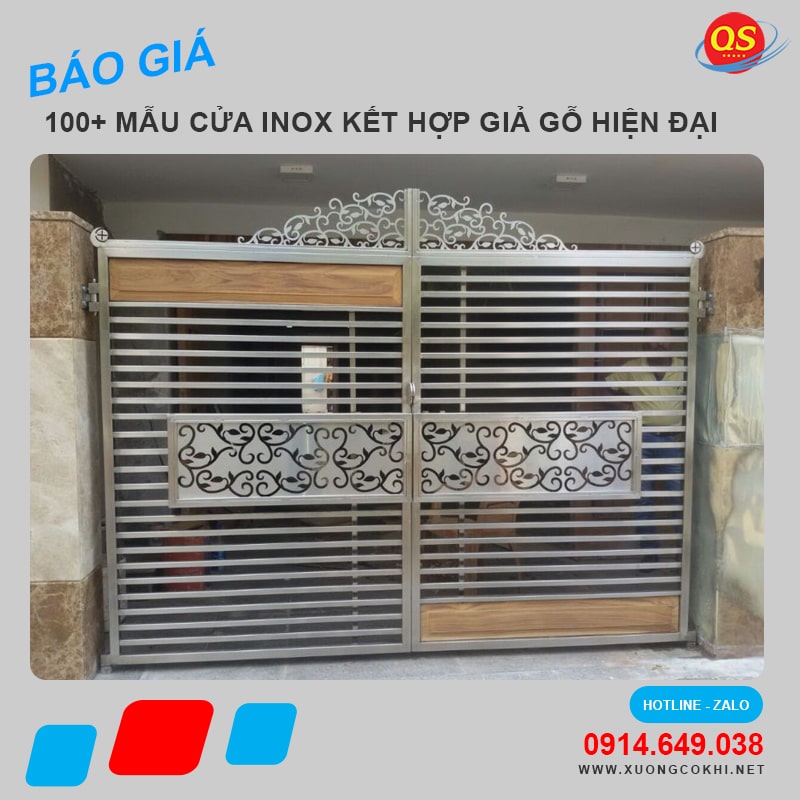 Tổng hợp và báo giá mẫu cửa inox giả gỗ đẹp, hiện đại