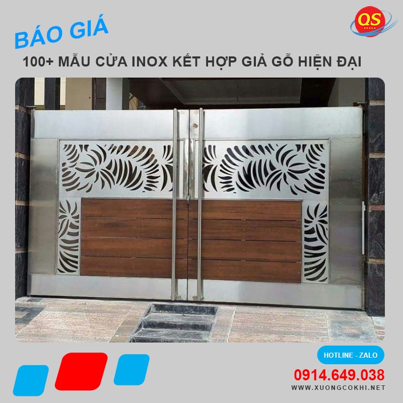 Tổng hợp và báo giá mẫu cửa inox giả gỗ đẹp, hiện đại