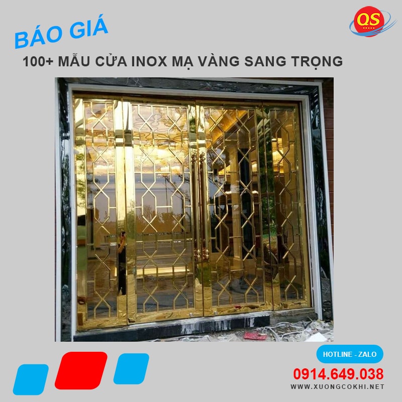 Tổng hợp và báo giá mẫu cửa inox mạ vàng đẹp, hiện đại