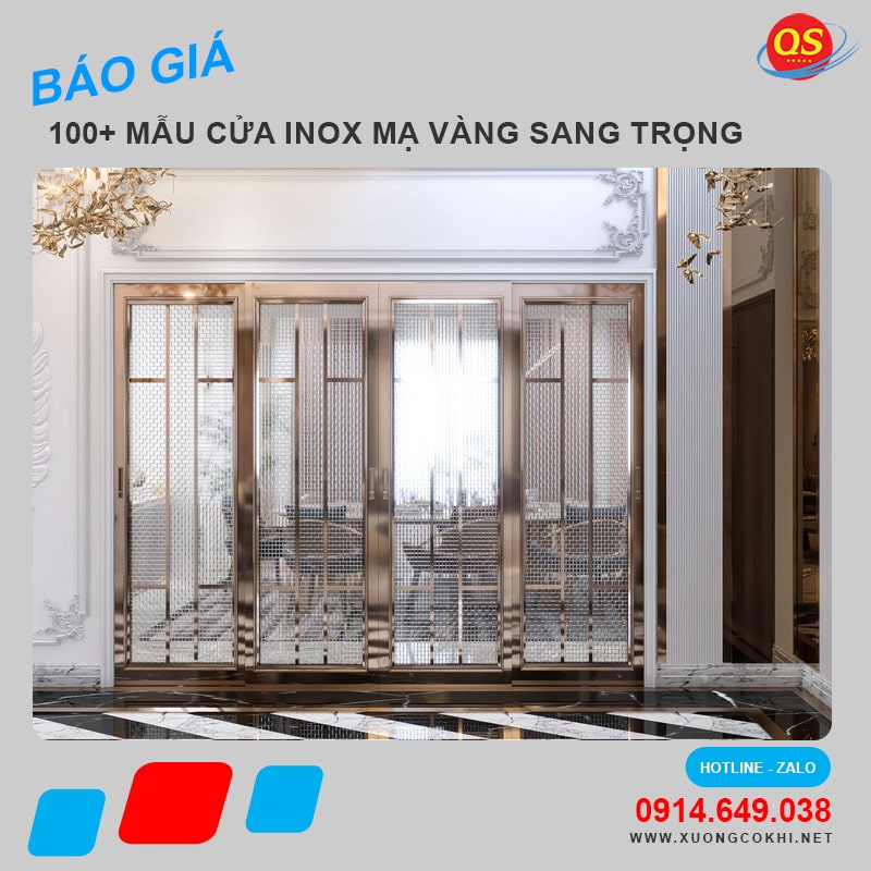 Tổng hợp và báo giá mẫu cửa inox mạ vàng đẹp, hiện đại