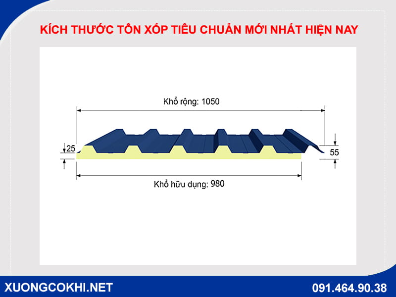 Kích thước tôn xốp tiêu chuẩn mới nhất hiện nay