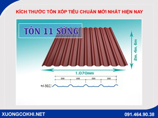 Kích thước tôn xốp tiêu chuẩn mới nhất hiện nay
