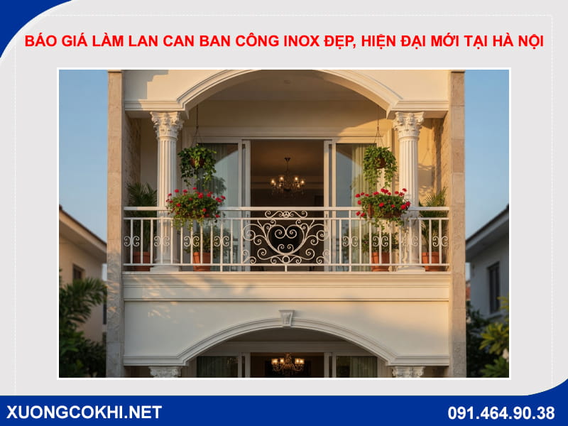 Báo giá làm lan can ban công inox đẹp, hiện đại mới tại Hà Nội