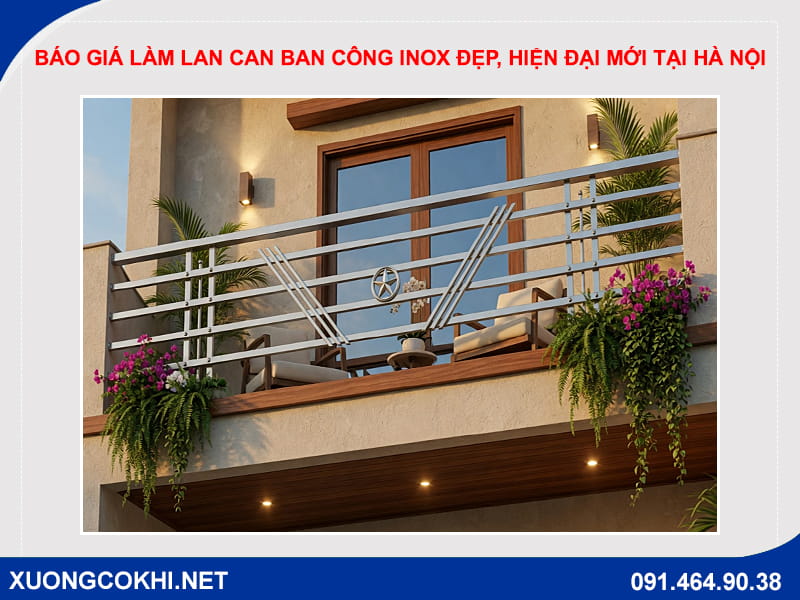 Báo giá làm lan can ban công inox đẹp, hiện đại mới tại Hà Nội