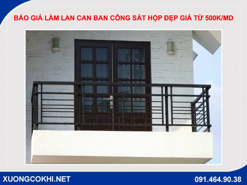 Báo giá làm lan can ban công sắt hộp đẹp giá từ 500k/md