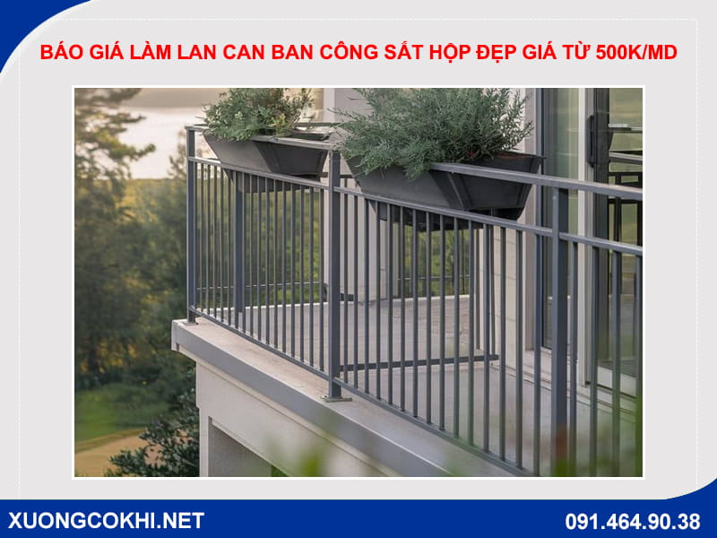 Báo giá làm lan can ban công sắt hộp đẹp giá từ 500k/md