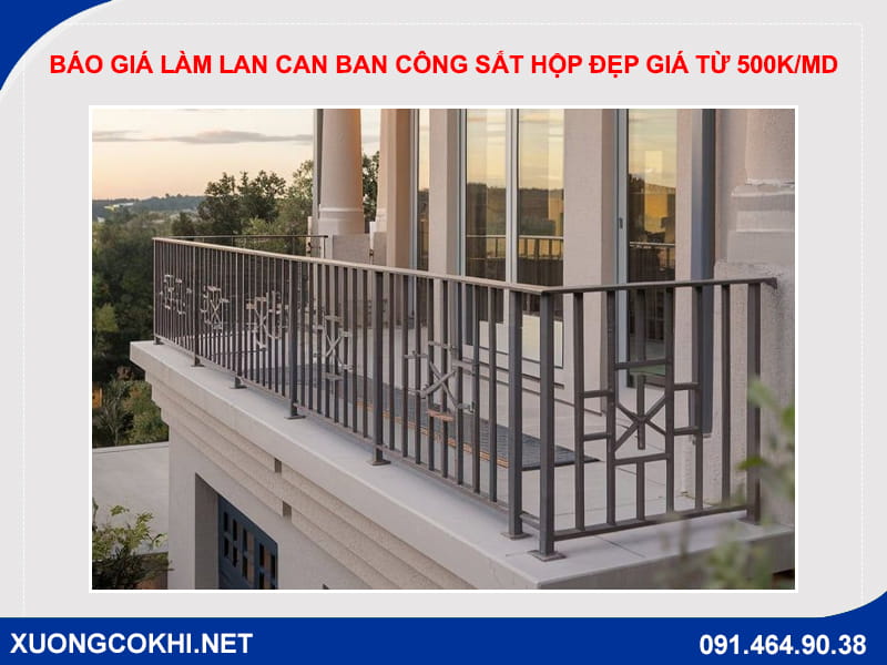 Báo giá làm lan can ban công sắt hộp đẹp giá từ 500k/md