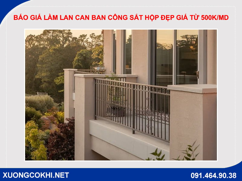 Báo giá làm lan can ban công sắt hộp đẹp giá từ 500k/md