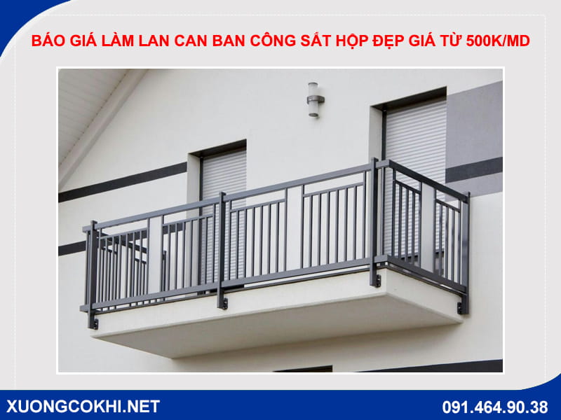 Báo giá làm lan can ban công sắt hộp đẹp giá từ 500k/md