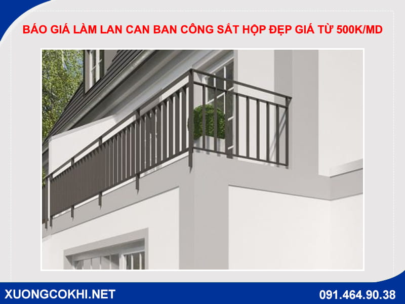 Báo giá làm lan can ban công sắt hộp đẹp giá từ 500k/md