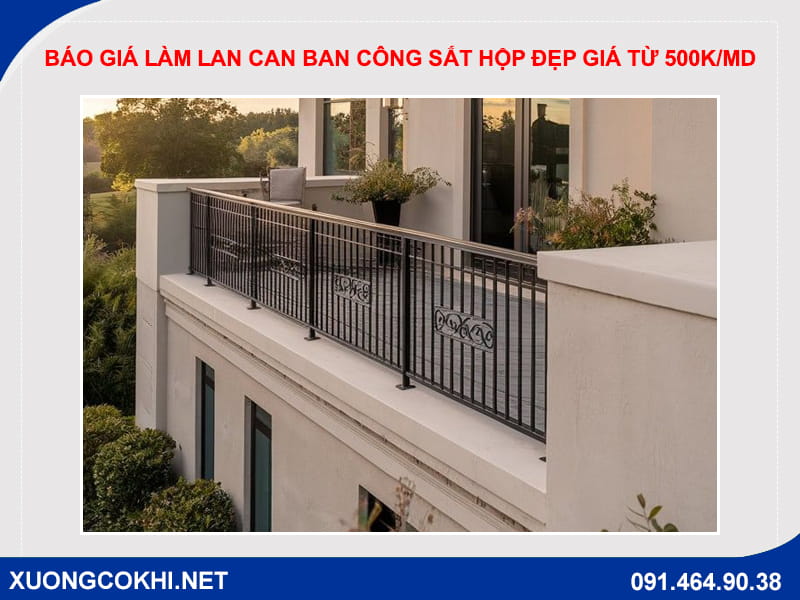 Báo giá làm lan can ban công sắt hộp đẹp giá từ 500k/md