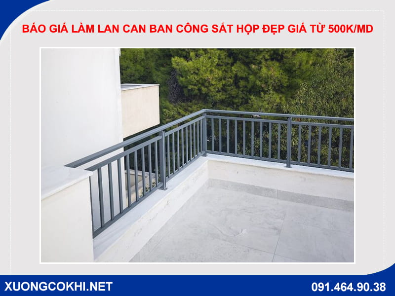 Báo giá làm lan can ban công sắt hộp đẹp giá từ 500k/md