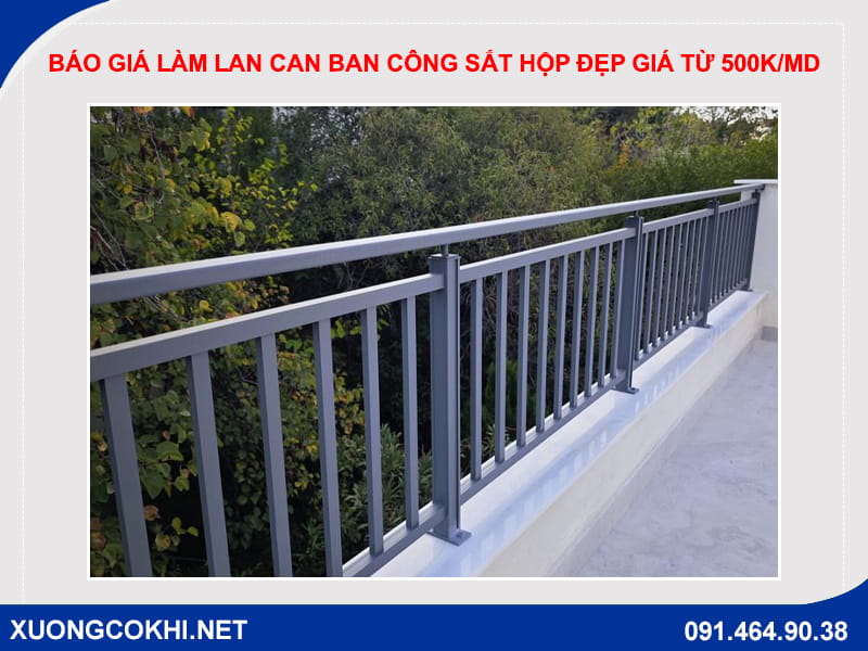 Báo giá làm lan can ban công sắt hộp đẹp giá từ 500k/md