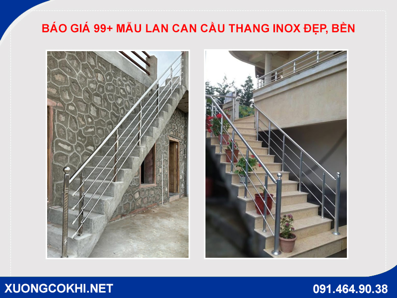 Báo giá 99+ mẫu lan can cầu thang inox đẹp, bền, giá rẻ