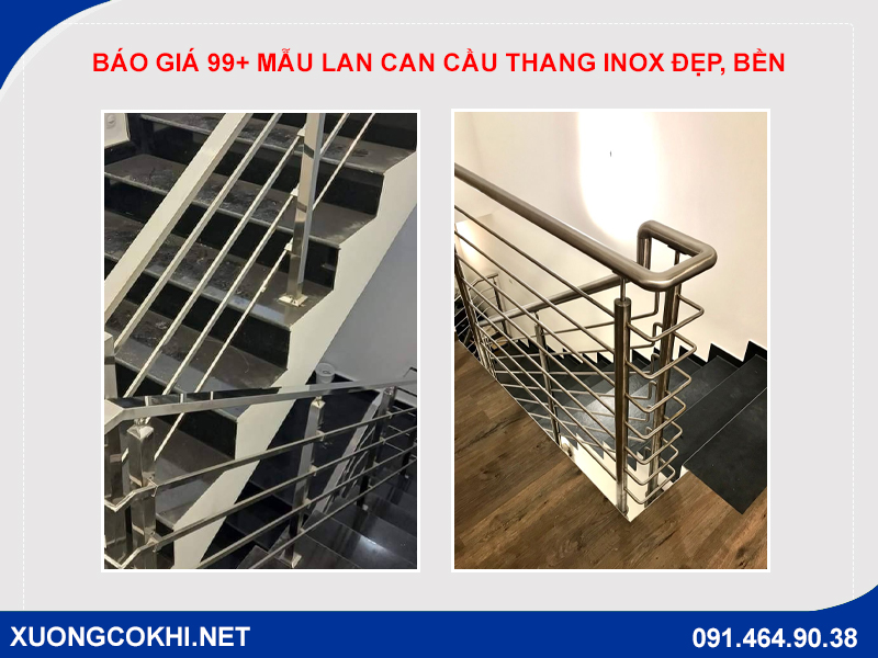 Báo giá 99+ mẫu lan can cầu thang inox đẹp, bền, giá rẻ