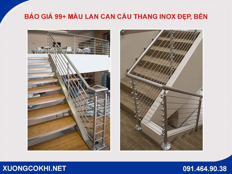 Báo giá 99+ mẫu lan can cầu thang inox đẹp, bền, giá rẻ