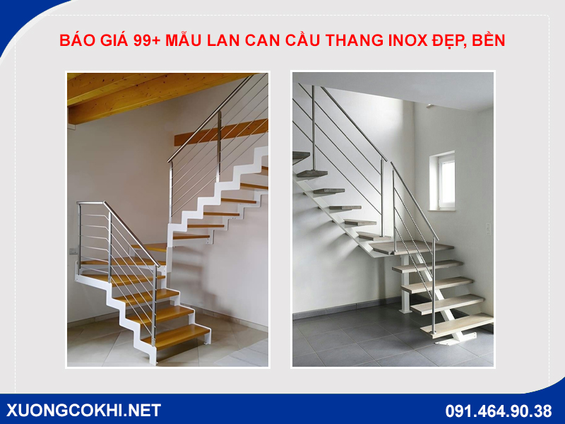 Báo giá 99+ mẫu lan can cầu thang inox đẹp, bền, giá rẻ