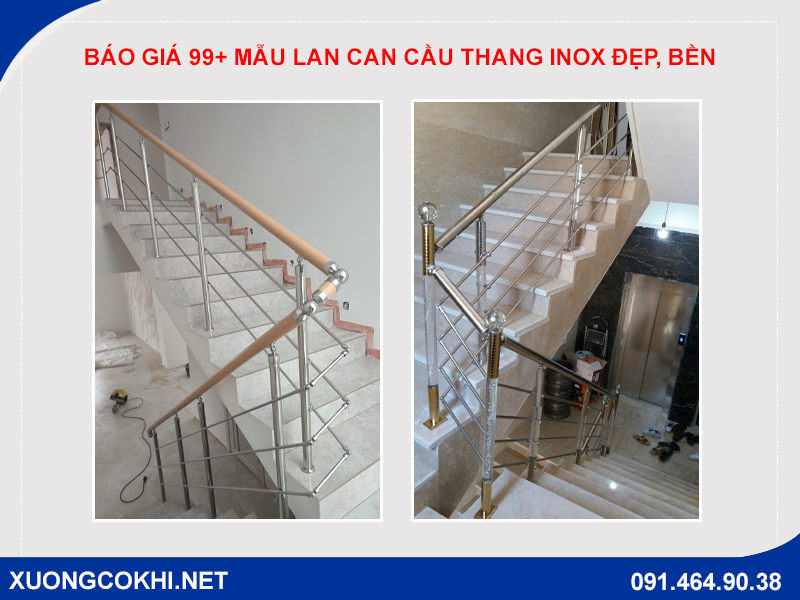 Báo giá 99+ mẫu lan can cầu thang inox đẹp, bền, giá rẻ
