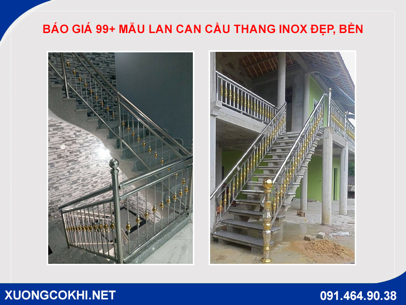 Báo giá 99+ mẫu lan can cầu thang inox đẹp, bền, giá rẻ