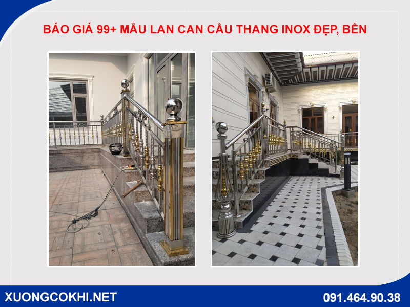 Báo giá 99+ mẫu lan can cầu thang inox đẹp, bền, giá rẻ