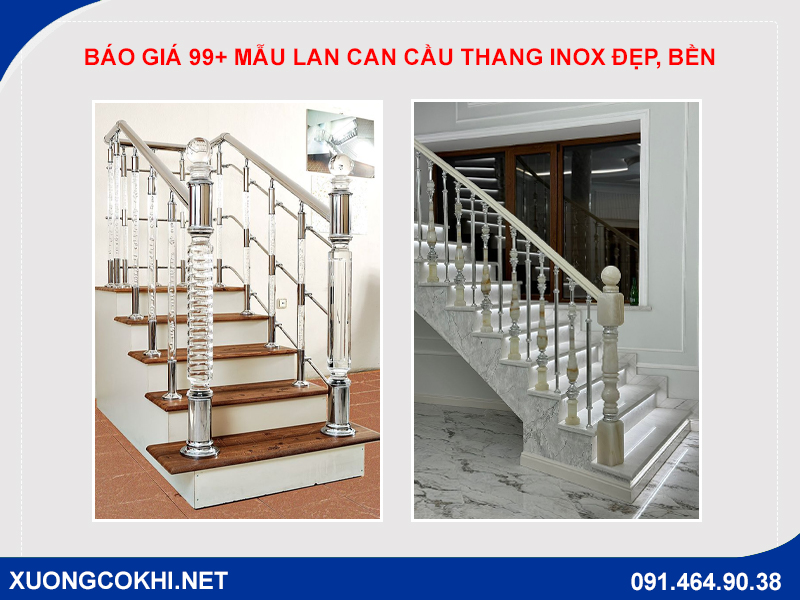 Báo giá 99+ mẫu lan can cầu thang inox đẹp, bền, giá rẻ