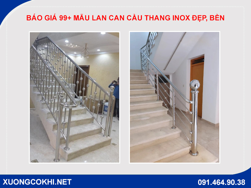 Báo giá 99+ mẫu lan can cầu thang inox đẹp, bền, giá rẻ