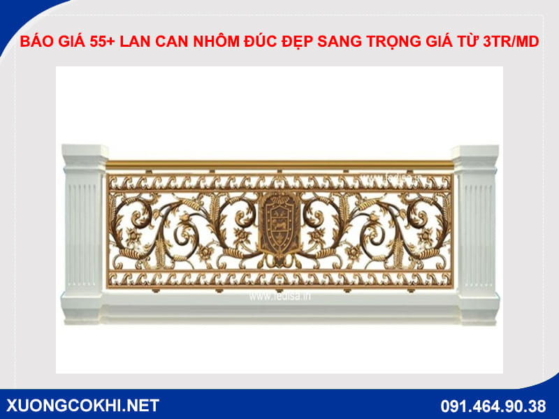 Báo giá 55+ lan can nhôm đúc đẹp sang trọng giá từ 3tr/md
