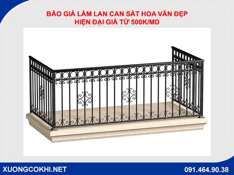 Báo giá làm lan can sắt hoa văn đẹp, hiện đại giá từ 500k/md