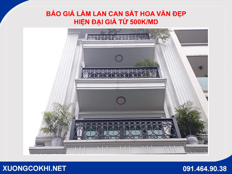 Báo giá làm lan can sắt hoa văn đẹp, hiện đại giá từ 500k/md