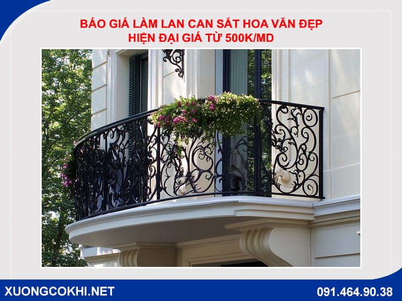 Báo giá làm lan can sắt hoa văn đẹp, hiện đại giá từ 500k/md