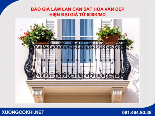 Báo giá làm lan can sắt hoa văn đẹp, hiện đại giá từ 500k/md