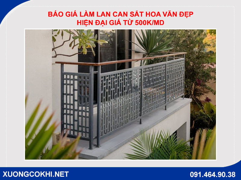 Báo giá làm lan can sắt hoa văn đẹp, hiện đại giá từ 500k/md