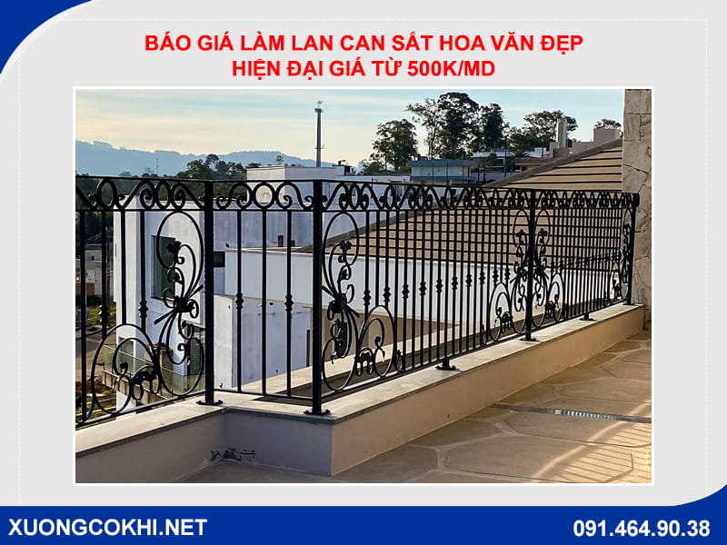 Báo giá làm lan can sắt hoa văn đẹp, hiện đại giá từ 500k/md