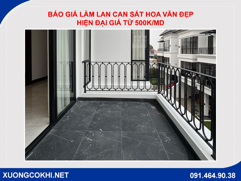 Báo giá làm lan can sắt hoa văn đẹp, hiện đại giá từ 500k/md