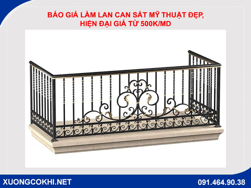 Báo giá làm lan can sắt mỹ thuật đẹp, hiện đại giá từ 500k/md