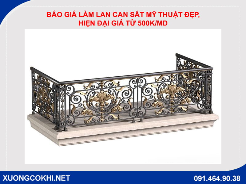 Báo giá làm lan can sắt mỹ thuật đẹp, hiện đại giá từ 500k/md