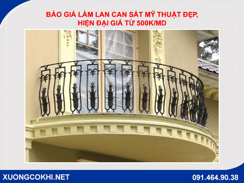 Báo giá làm lan can sắt mỹ thuật đẹp, hiện đại giá từ 500k/md